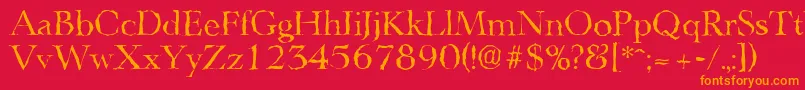 フォントLingwoodrandomRegular – 赤い背景にオレンジの文字