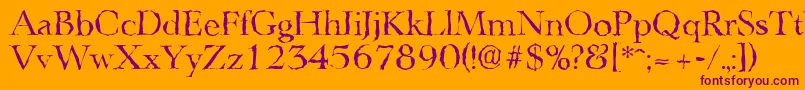 Weitere Informationen zur LingwoodrandomRegular-Schriftart LingwoodrandomRegular-Schriftart – Violette Schriften auf orangefarbenem Hintergrund