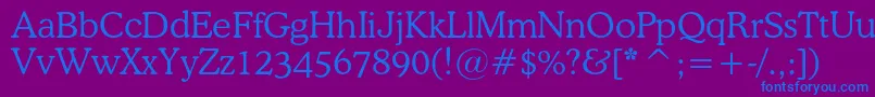 フォントOsvaldlightc – 紫色の背景に青い文字