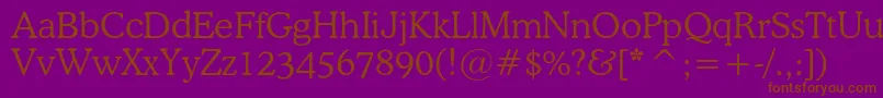 Osvaldlightc-Schriftart – Braune Schriften auf violettem Hintergrund