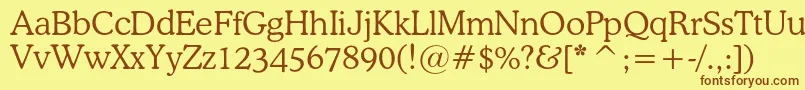 Osvaldlightc-fontti – ruskeat fontit keltaisella taustalla