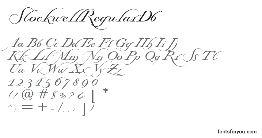 Czcionka StockwellRegularDb – alfabet, cyfry, specjalne znaki