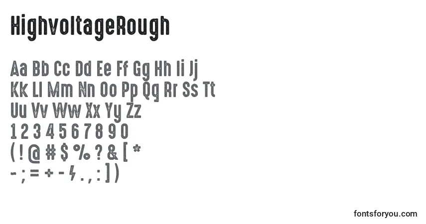 A fonte HighvoltageRough – alfabeto, números, caracteres especiais