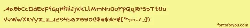 フォントArilonb – 茶色の文字が黄色の背景にあります。