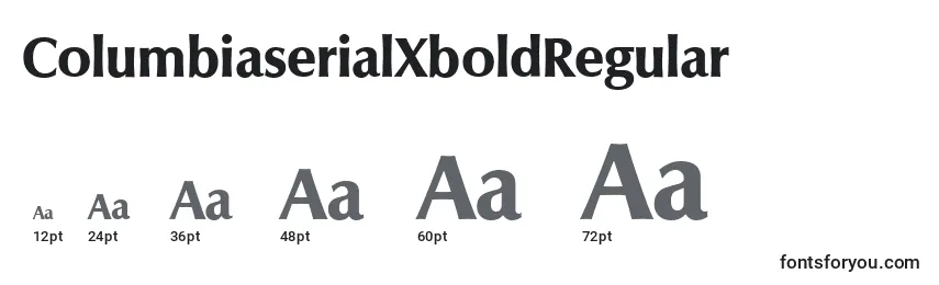 Размеры шрифта ColumbiaserialXboldRegular