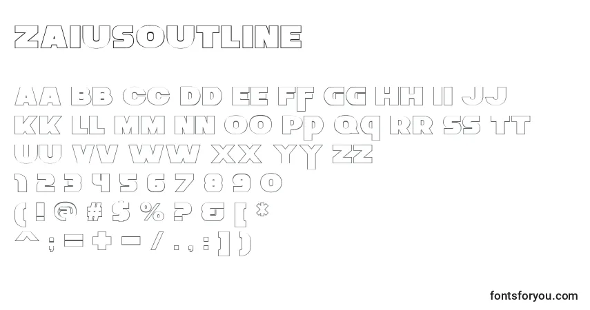 Fuente ZaiusOutline - alfabeto, números, caracteres especiales