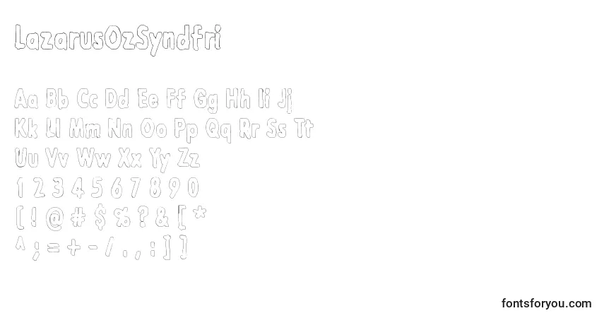 Czcionka LazarusOzSyndfri – alfabet, cyfry, specjalne znaki