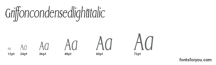 GriffoncondensedlightItalic Font Sizes
