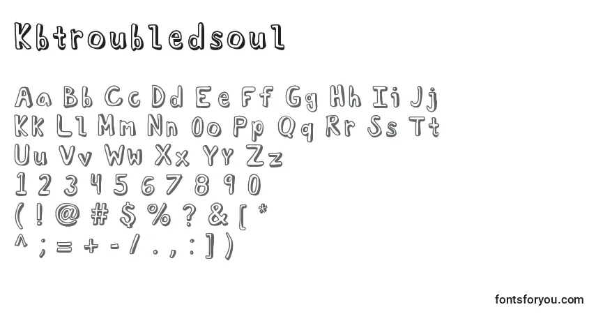 Czcionka Kbtroubledsoul – alfabet, cyfry, specjalne znaki