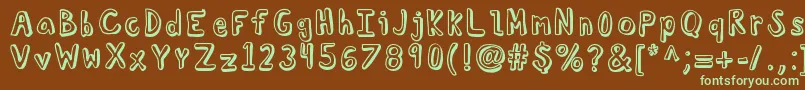 Подробнее о шрифте Kbtroubledsoul Шрифт Kbtroubledsoul – зелёные шрифты на коричневом фоне