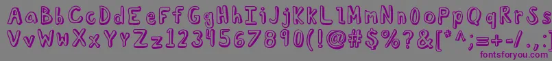 Czcionka Kbtroubledsoul – fioletowe czcionki na szarym tle