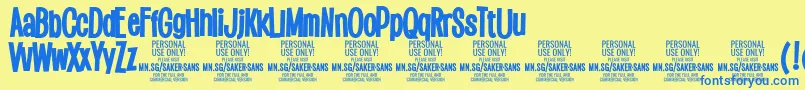 SakersansblackPersonalUse Font – Blue Fonts on Yellow Background