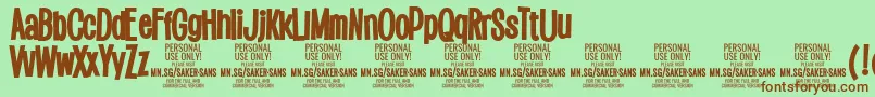 SakersansblackPersonalUse Font – Brown Fonts on Green Background