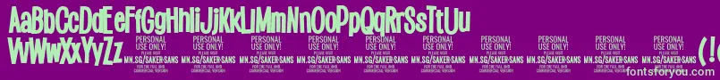 SakersansblackPersonalUse Font – Green Fonts on Purple Background