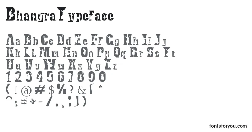 Czcionka BhangraTypeface – alfabet, cyfry, specjalne znaki