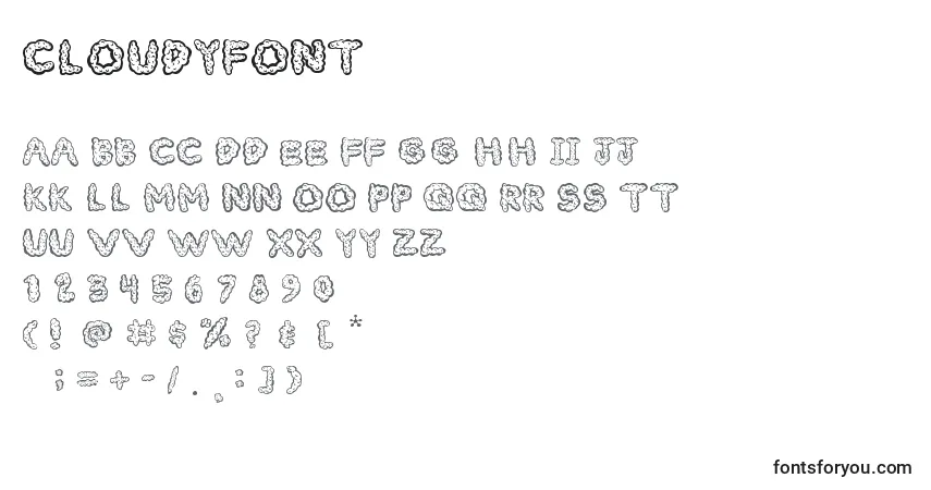 CloudyFont-fontti – aakkoset, numerot, erikoismerkit