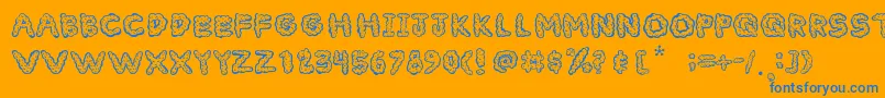 フォントCloudyFont – オレンジの背景に青い文字