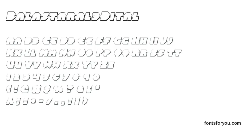 Schriftart Balastaral3Dital – Alphabet, Zahlen, spezielle Symbole