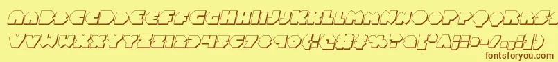 フォントBalastaral3Dital – 茶色の文字が黄色の背景にあります。