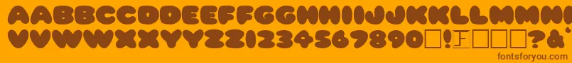 PleasantlyPlump-Schriftart – Braune Schriften auf orangefarbenem Hintergrund