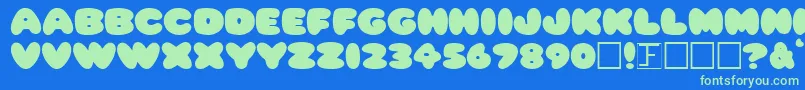 PleasantlyPlump Font – Green Fonts on Blue Background