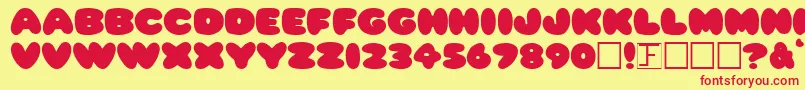 PleasantlyPlump Font – Red Fonts on Yellow Background