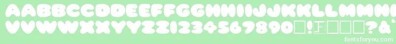 フォントPleasantlyPlump – 緑の背景に白い文字