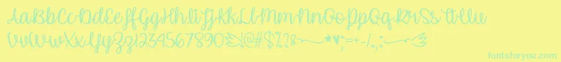 UnicornCalligraphyOtf Font – Green Fonts on Yellow Background