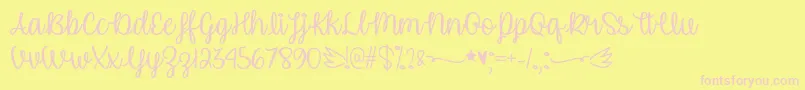 UnicornCalligraphyOtf Font – Pink Fonts on Yellow Background