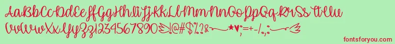 UnicornCalligraphyOtf Font – Red Fonts on Green Background