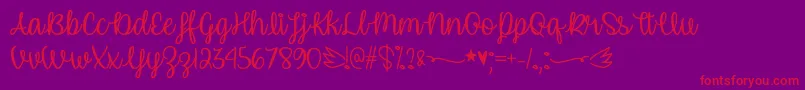 UnicornCalligraphyOtf-Schriftart – Rote Schriften auf violettem Hintergrund