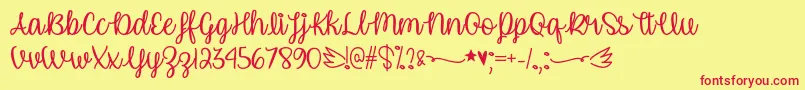 UnicornCalligraphyOtf Font – Red Fonts on Yellow Background