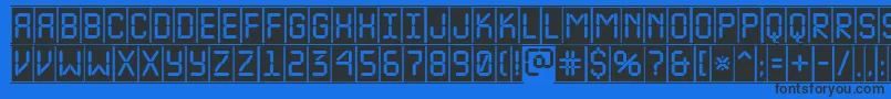 Шрифт ALcdnovacmfr – чёрные шрифты на синем фоне