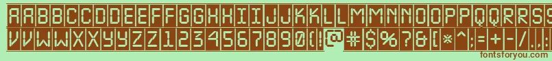 ALcdnovacmfr-fontti – ruskeat fontit vihreällä taustalla