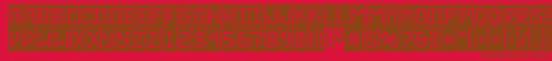 ALcdnovacmfr-Schriftart – Braune Schriften auf rotem Hintergrund