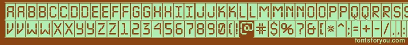 Czcionka ALcdnovacmfr – zielone czcionki na brązowym tle