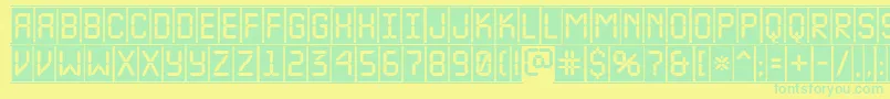 フォントALcdnovacmfr – 黄色い背景に緑の文字