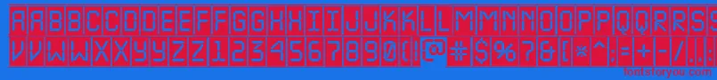 フォントALcdnovacmfr – 赤い文字の青い背景