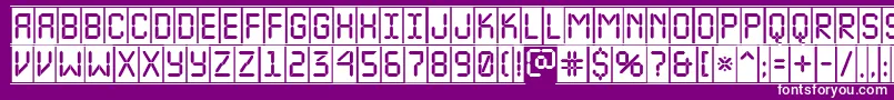 ALcdnovacmfr-Schriftart – Weiße Schriften auf violettem Hintergrund