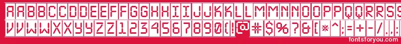 ALcdnovacmfr-Schriftart – Weiße Schriften auf rotem Hintergrund