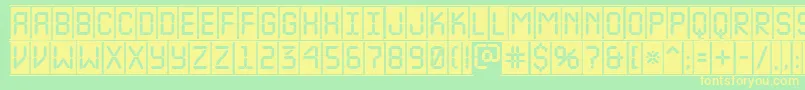 ALcdnovacmfr-fontti – keltaiset fontit vihreällä taustalla