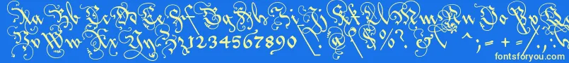Lovlab2u Font – Yellow Fonts on Blue Background