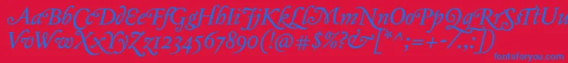 Jannontmoderneswash Font – Blue Fonts on Red Background