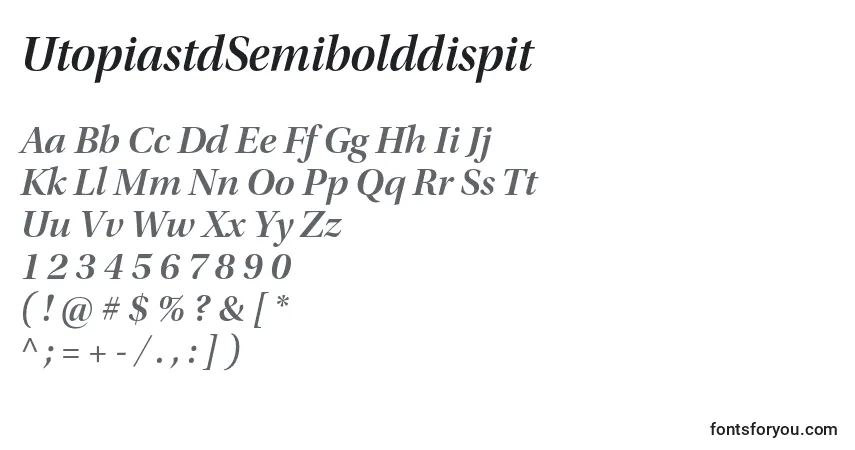 A fonte UtopiastdSemibolddispit – alfabeto, números, caracteres especiais