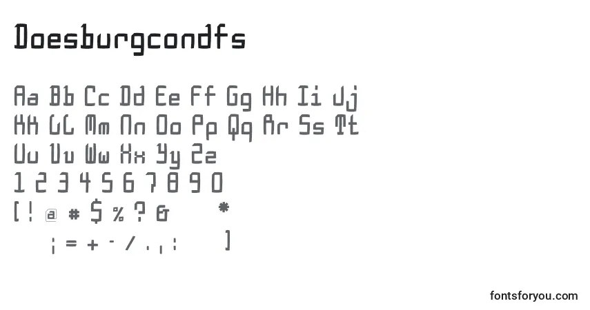 Czcionka Doesburgcondfs – alfabet, cyfry, specjalne znaki