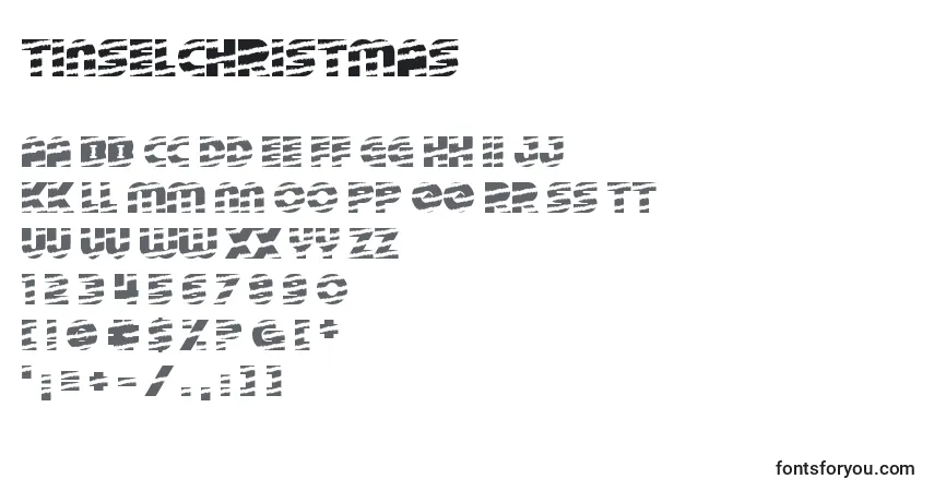 Fuente TinselChristmas - alfabeto, números, caracteres especiales