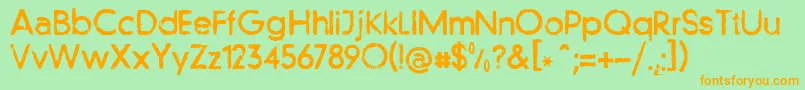 フォントLlfutur – オレンジの文字が緑の背景にあります。