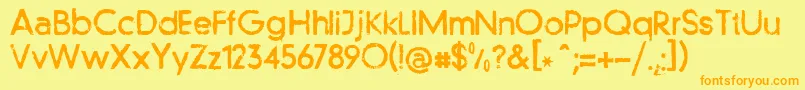 Llfutur-Schriftart – Orangefarbene Schriften auf gelbem Hintergrund