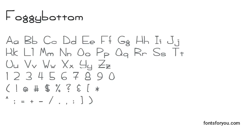 Schriftart Foggybottom – Alphabet, Zahlen, spezielle Symbole