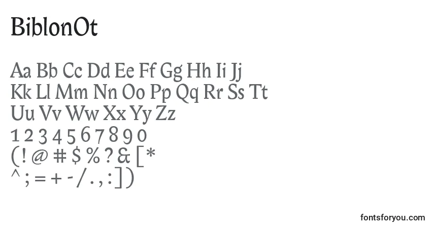 Fuente BiblonOt - alfabeto, números, caracteres especiales